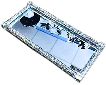 TOV Diamond Crushed Tray Trimmings Crystal Filled Diamond Kitchen Silver