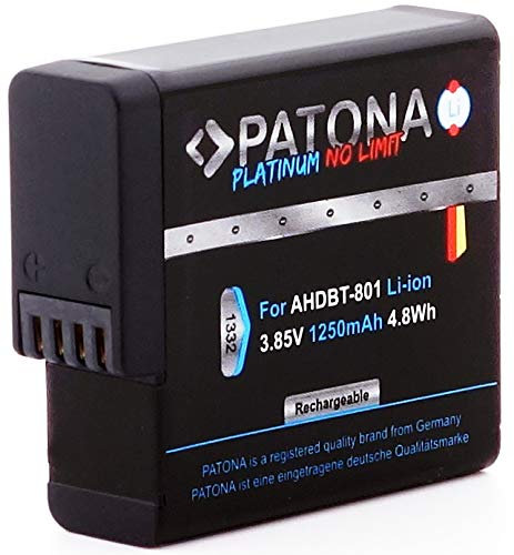 PATONA Platinum Ersatz für Akku GoPro Hero8 AHDBT-801 (1250mAh) für Hero 8 Hero 2018 Hero7 Hero 7 Hero6 Hero 6 Hero5 Hero 5 (AABAT-001 AHDBT-501)