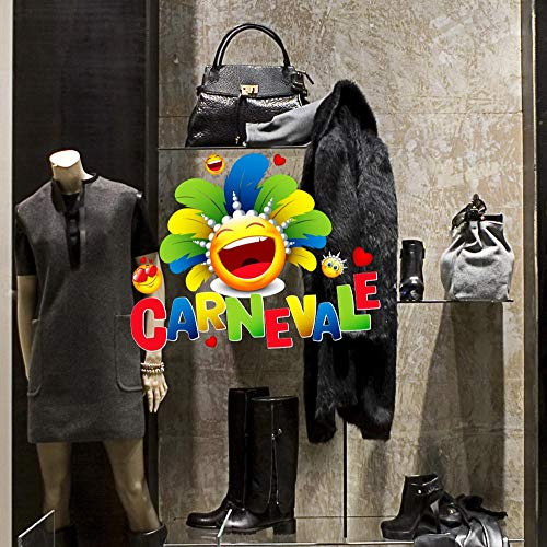 kina CRC0008 Fensterbild Karneval 100% wiederverwendbar Schaufensterdekorationen Geschäfte ohne Klebstoff und neu positionierbar