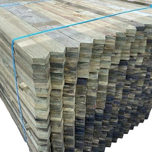 Premium Picket Garden Fencing Pales - Heavy Duty Treated Timber Wood (3'' x 3ft) - Individual Pointed Top Boards for DIY Garden & Outdoor Projects - Pack of 5 (Not Pre-Assembled Panels)