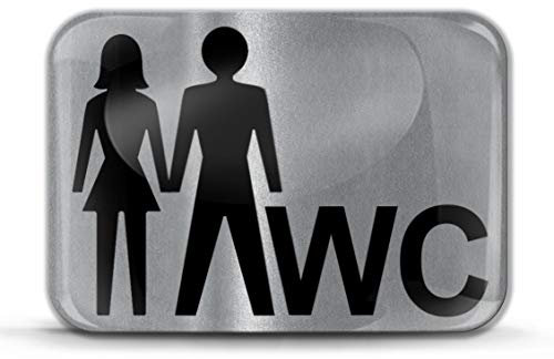 Biomar Labs® 1 x 3D Gel Silikon WC Aufkleber Symbol Türschild Schild Türaufkleber Tür Deckel Sticker Mann Frau Damen Herren für Toilette Bad Badezimmer Zuhause Haus Dekoration Silber KS 210 Z*