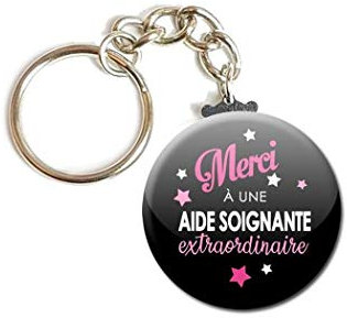 Porte Clés Chaînette 3,8 centimètres Merci à une Aide Soignante extraordianaire Idée Cadeau Accessoire Anniversaire Noël Remerciement Médical Hôpital