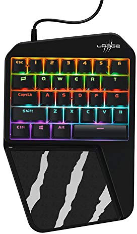 uRage Mobile Gaming-Keyboard Tastatur Exodus 410 One-Handed, schwarz, reaktionsschnell, Outemu Blue Switches, Tastenbeleuchtung in RGB-Farben