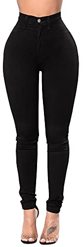 FISCLOSIN Women Colombian Design,Butt Lift,Sexy Skinny Jeans,Stretch Denim Pants,Black,X-Large