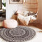 Tiamu Boho Teppiche, Rund Teppiche Flauschiger Kurzflor Teppiche, Wohnzimmerteppich, Waschbarer Teppiche Mandala Bedruckt Teppiche, ∅ 90cm, Schlafzimmer Teppiche mit Quasten, Teppiche Kinderzimmer