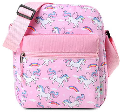 VASCHY Umhängetasche Mädchen, Leicht Klein Schultertasche Crossbody Bag Schulranzen Teenager Tasche Geschenk für Jugendliche Kleine Kinder Einhorn