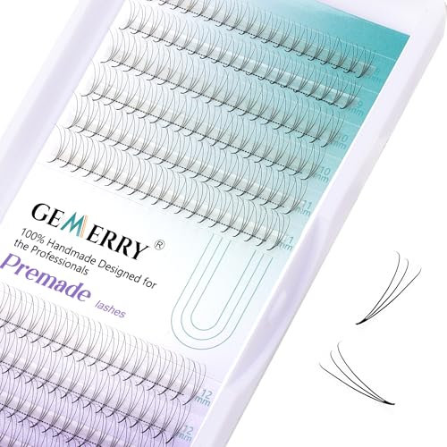 3D Fans Pre Made Fan Eyelash Extensions 0.07mm C Curl 8-14mm Mix Cluster Eyelash Extension Premade Fans Volume Russian Individual Lashes Cluster Gemerry Fan Lash Extensions(0.07-3D-C curl-Mix)