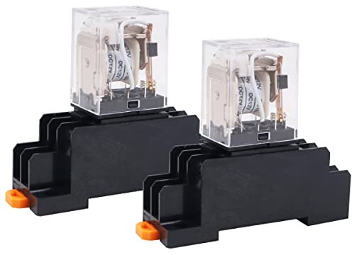 WANGCL Mini relé DC 12V Interruptor electromagnético 8 pines relé DPDT 2 NO+2 NC con base de zócalo indicador LED 2 piezas