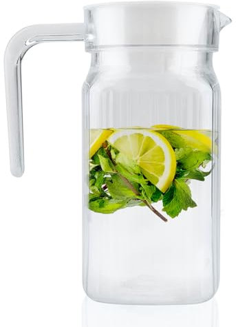 Pichet en acrylique, pichet en plastique incassable avec couvercle, pichet en plastique transparent pour thé glacé, sans BPA, petit pichet à eau résistant à la chaleur pour thé, sangria(500ML)