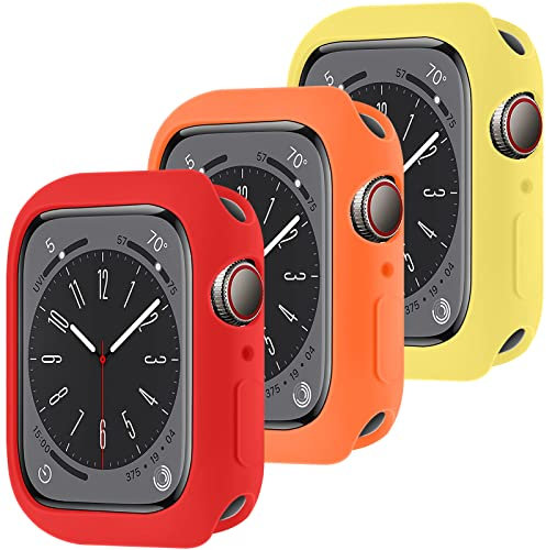 LEIXIUER 3 Piezas Funda Compatibles con Apple Watch Case Series 9 8 7 45mm 41mm/Series 6 5 4 SE 44mm 40mm,Slim Flexible TPU a Prueba de Golpes Bumper Protective Case Set