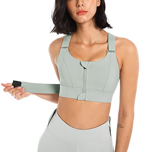 Soutien Gorge de Sport Femme Maintien élevé Fermeture Zippée Devant Soutien-Gorge sans Armature pour Équitation Fitness Jogging 3XL