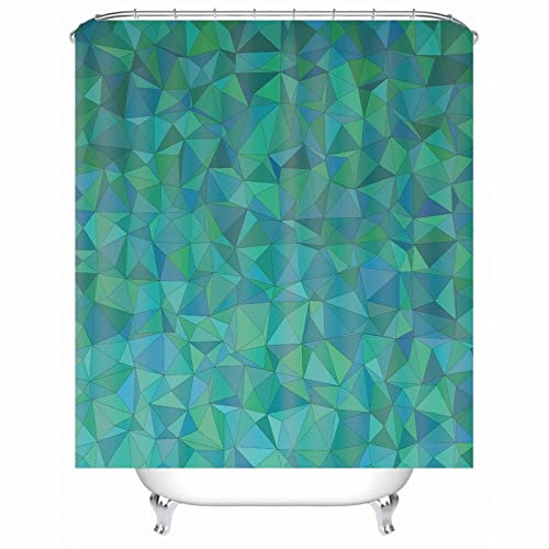 CAZARU Bella Tenda da Doccia Verde, Tenda da Doccia Pulita Poliestere Tenda da Bagno a Forma Geometrica 3D per Primavera Estate Autunno Inverno 150X180 cm