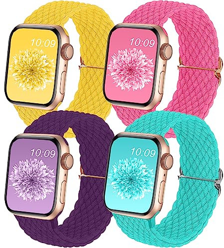 Braided Strap Compatible with Apple Watch Straps 38mm 40mm 41mm for Women Men,Stretchy Adjustable Braided Apple Watch Strap for iWatch Series 9 8 7 6 5 4 3 2 1 Ultra/Ultra 2 SE…
