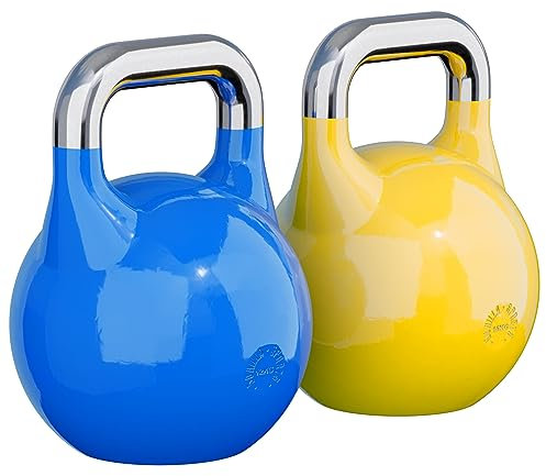 GORILLA SPORTS® Kettlebell Competition - Gewicht 8 kg bis 40 kg, Bodenschonende, aus Massivstahlguss, in 9 Farben - Wettkampf Kugelhantel, Schwunghantel, Kugelgewichte, für Fitness, Krafttraining, Gym