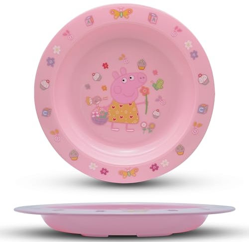 Peppa Pig Futterteller für Babys, wiederverwendbar und BPA-frei, 17,5 cm Durchmesser, mikrowellengeeignet, Kinderteller, Baby-Utensilien ab 9 Monaten