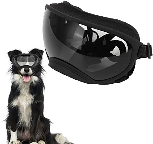 Hundebrille, Winddichte Hundesonnenbrille, Augenschutz Für Große Hunde, Mit Aufbewahrungstasche Und Brillenbox(Schwarze Halterung und graue Linse)