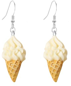 Kreolen mit Eiswaffel-Haken für Frauen und Mädchen, Harz, 3D, Kawaii, Lebensmittelkegel, baumelnder Tropfenohrring, schöner Schmuck, Geschenke, Weihnachten, Party, Geburtstag, Harz, Neu