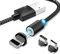 Cavo USB 3 in 1 Magnetico caricatore cavo Magnetico 3-In-1 Cavo Usb C Magnetico Ricarica Rapida 360 Cavo Magnetico Usb C In Nylon E Lega Di Alluminio Trasmissione Per Android (Nero) 1 Metro