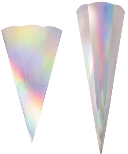 Metallic-Schultütenrohling mit Steckverschluss, stabiler Karton 400g/qm, 6-eckig, 65 cm, 1 Stück, Irisierend