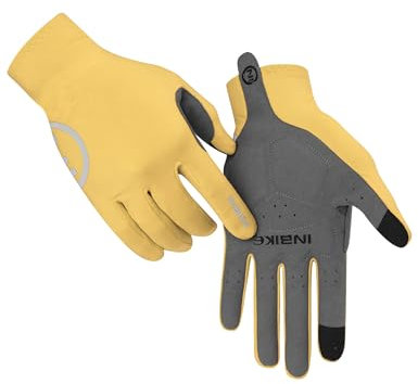 INBIKE Fahrradhandschuhe Herren Damen Lang Sommer Atmungsaktiv Radhandschuhe MTB Handschuhe Langfinger Reflektierende Anti-Rutsch für Radfahren Rennrad Sport Gelb XL
