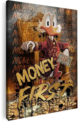 Artmazing | Dagobert Duck Bild bunt | S-Art Bilder | Dagobert Duck Bilder Modern | Coole Wandbilder Wohnzimmer | Wandbild Dagobert Duck Deko XXL | Bild Leinwand XXL | Dagobert Duck Bilder Wand