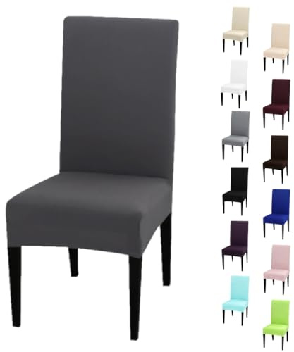 eventkauf Stuhlhusse Stretch elastischer Stuhlüberzug Esszimmer Stuhlbezug Dehnbar Hochzeit Hussen bi-Elastic Spannbezug, 1 Stück (Dunkelgrau)