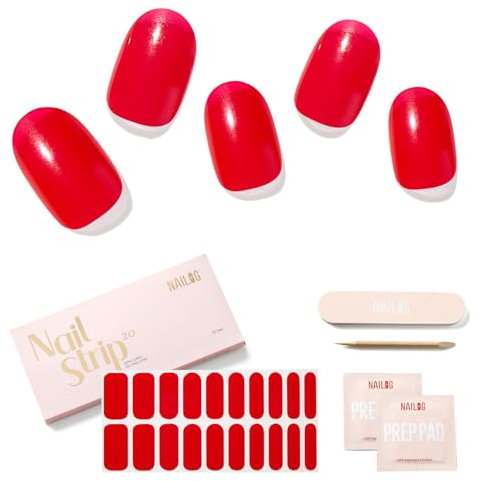 Nailog UV Gel Nagelfolie - Nagelfolie uv härtend 20 Stück - Vegan langanhaltend - Nagelsticker selbstklebend Gel Strips für Maniküre in Salonqualität, Jelly Crush