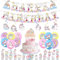 44Pcs Unicorn Birthday Decorations for Girls Home Colorful Rainbow Unicorn Party Balloons,Happy Birthday Banner Bunting,Cake Toppers,Hanging Swirls for Kids Baby Shower Cartoon Theme Party Supplies