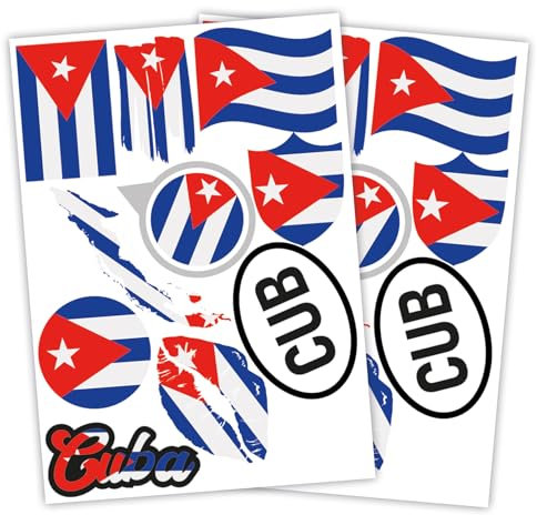 Finest Folia 2er Set DIN A4 Länderaufkleber Fahne Aufkleber Länderfahne Flagge für Auto Motorrad Sticker Länderflagge selbstklebend wetterfest R217 (32 Kuba)