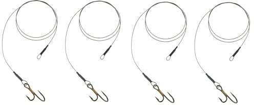 Set: 4 x JENZI Vorfach Rig Ryder-Haken 7x7, 50 cm 9,12 & 15kg Hecht, Zander Köderfisch mit Schlaufe Hakengröße 1/0, 2/0, 3/0 + gratis Petri Heill! Aufkleber