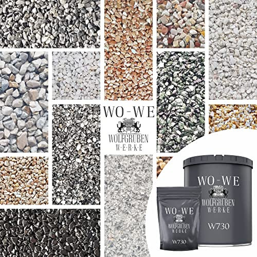 Steinteppich Set Außen 2m² UV-Schutz Marmorkies 25kg inkl. 2K Bindemittel - Bianco Verona 1-4mm