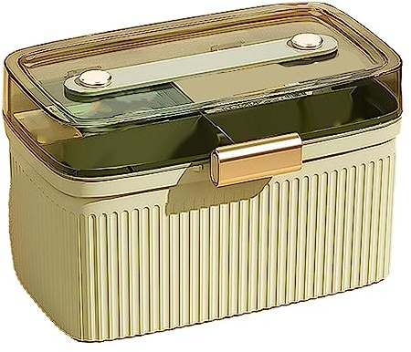Qcwwy Boîte de Médecine Familiale, Boîte de Rangement de Médicaments en Plastique à Double Couche, Armoire à Pharmacie Domestique avec Serrure de sécurité, Boîte de Rangement pour Kit