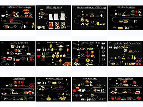 Komplett-Set Feierabend, vegetarisch auf 12 Rezept-Postkarten