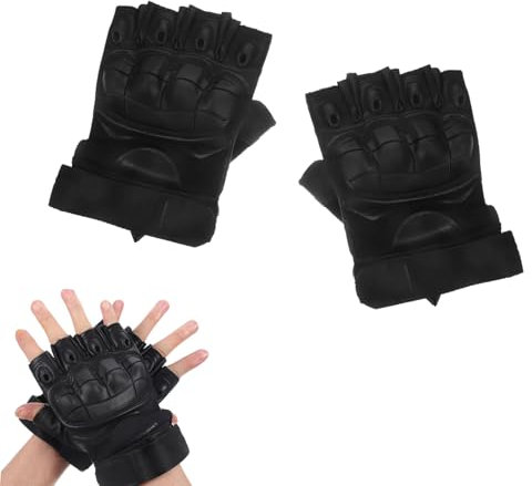 Esshogo Fingerlose Motorradhandschuhe aus Mikrofaserleder, Radfahren, Training, Bike-Fitness-Handschuhe mit Fingern, geeignet für Outdoor-Aktivitäten, Klettern, Laufen, Wandern, Camping