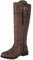 rismart Stivali Al Ginocchio Donna Punta Rotonda Tacco Grosso Zip laterale Stivali Lunghi Scarpe Autunno Inverno Marrone PU,41.5