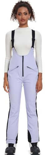 ALSOGO Damen Snow Bibs Isolierte wasserdichte Winddichte Skihose Overall Winter Snowboarding Hose Warmhalten Bequem Lila S
