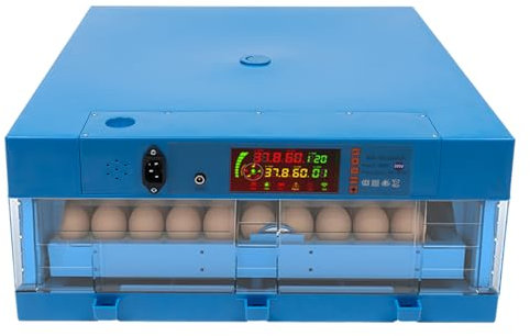 Automatischer Inkubator für Eier, Inkubator 80 W Automatischer Eierwender Temperaturregelbarer vollautomatischer Inkubator mit Temperaturanzeige und Thermostat für 64 Eier