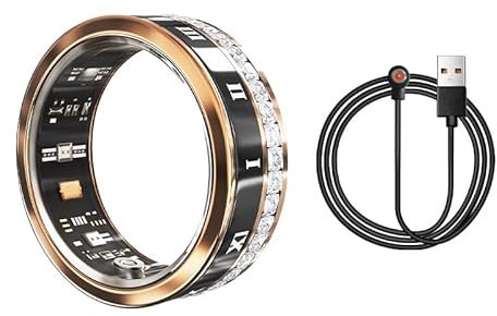 WOL VEE Bague Intelligente, Tracker de Fitness Portable, Moniteur de fréquence Cardiaque, podomètre Intelligent étanche pour Hommes et Femmes - R2 (Or, 10#)