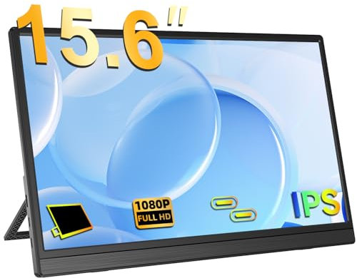 Newsoul Portable Monitor 15.6 Extrander Zweitbildschirm für Laptop mit Mini HDMI/USB Typ C/Dual-Lautsprecher/VESA/Smart Bracket FHD 1080p IPS Mattbildschirm Augenschonend für PC/Telefon/Switch/Xbo