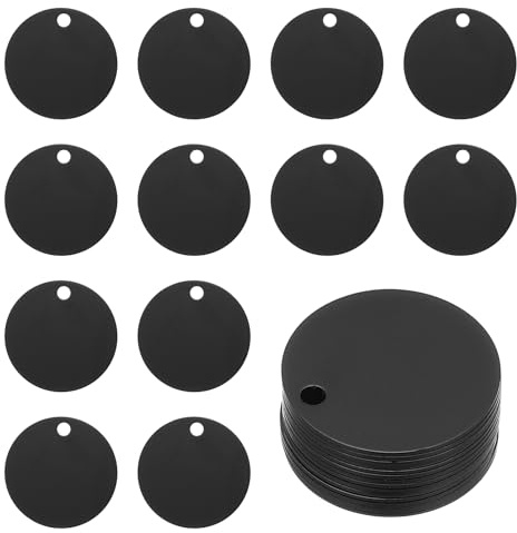 PATIKIL 15 Stück Metall Gravur Rohlinge 35 mm Prägung Rohlinge Schwarz | Metall DIY Anhänger, Aluminium, Runde, Mit Loch, Für Gravur Schmuck Armband Halskette Basteln, Runde