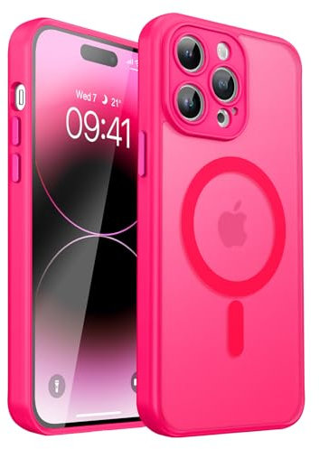 BENTOBEN for iPhone 14 Pro Max Case [Compatible with MagSafe], [Camera Full Cover Protection] Translucent Matte Slim Military Grade Protection Shockproof Cover for iPhone 14 Pro Max, Hot Pink