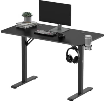 REKT R-Desk 120 Escritorio Gaming 120 x 60 x 75 cm para Gamer – Soporta hasta 100 kg – Portavasos – Soporte para auriculares – Escritorio Gamer Computadora para Gaming PC consola Mesa Gamer