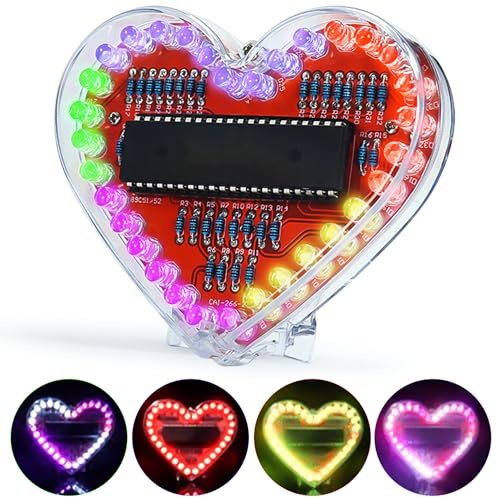 Joycabin LED Löt Übungssatz, Herzförmiges RGB LED Lötprojekt, DIY Lötübungsset, Elektronik Bausatz für Schüler, Lehr und Lernausbildung, Valentinstag Handgemachte Geschenke zum Muttertag