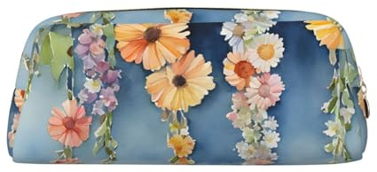 GBCDEDSL Trousse à crayons en cuir avec fermeture éclair tridimensionnelle en cuir et PVC imprimé motif floral lierre, doré, Taille unique, Sac à vêtements de voyage