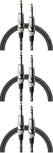 Stagg SAC1PS DL 1m/3 ft Jack to Jack Instrument Cable (Pack of 3)