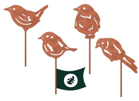 VERDOBA Vögel Gartendeko Rost - Gartenstecker Rost Vögel - Gartendeko Vogel Set mit Rostpatina - Rost Blumenstecker - stabile Gartenstecker - Rost Deko für Garten, Balkon & Terrasse