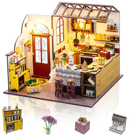 Cuteefun Kit de Casa en Miniatura de Bricolaje para Adultos para Construir, Modelo de Casa de Manualidades con Muebles, Herramientas, Haz tu Propio Regalo(Cocina)