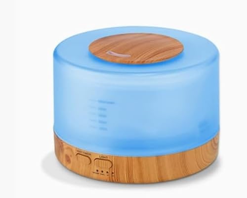 PQETBV Difusor de Aceites Esenciales, 500ML Humidificador Aceites Esenciales, Difusor de Aceite Esencial Eléctrico Purificador de Aire con Control Remoto 7 Colores LED para Hogar Bebé Oficina Hotel