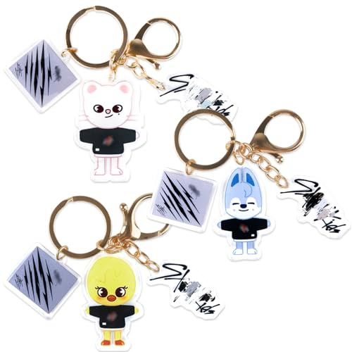 yumcute Sk Schlüsselanhänger, Cartoon für Kpop Fans, 3 Stück, Colorful, Unisex, Großes Kind