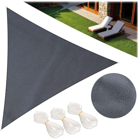 Plonos Sonnensegel Sonnenschutz Balkon Terrasse - Wasserdicht 180 g/m² - UV-Schutz - Dreieckig 4 x 4 x 4 m Grau